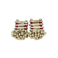 Boucles d'oreilles Indiennes carrées rose - Mariage Indien