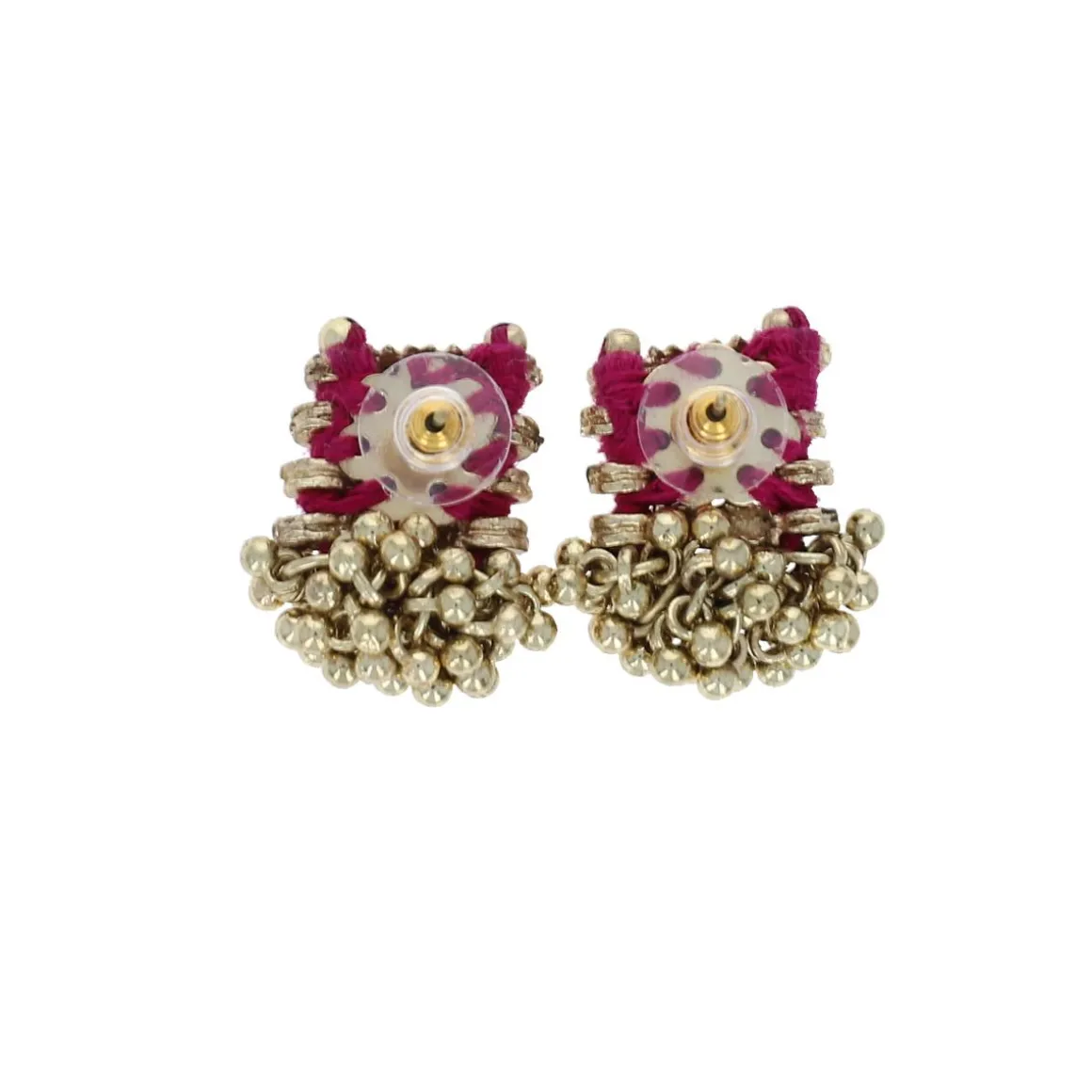 Boucles d'oreilles Indiennes carrées rose - Mariage Indien
