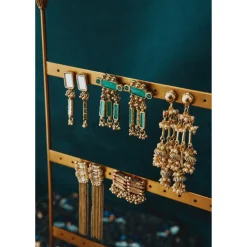 Boucles d'oreilles Indiennes carrées rose - Mariage Indien