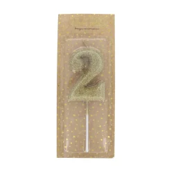 Bougie anniversaire paillettes chiffre 2