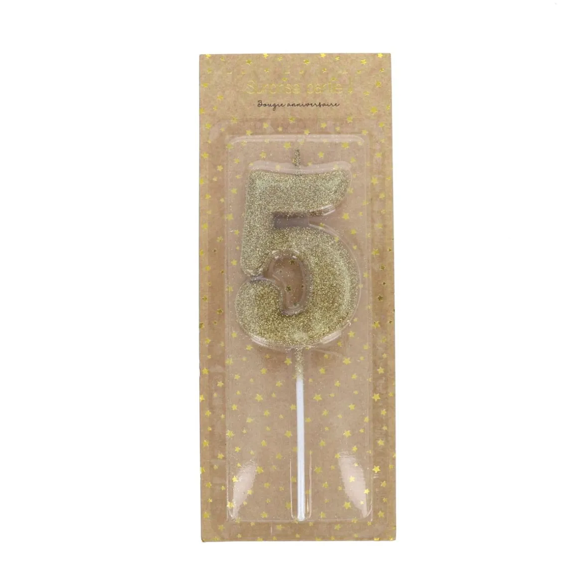 Bougie anniversaire paillettes chiffre 5