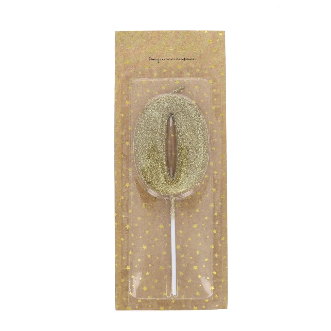 Bougie anniversaire paillettes chiffre 0