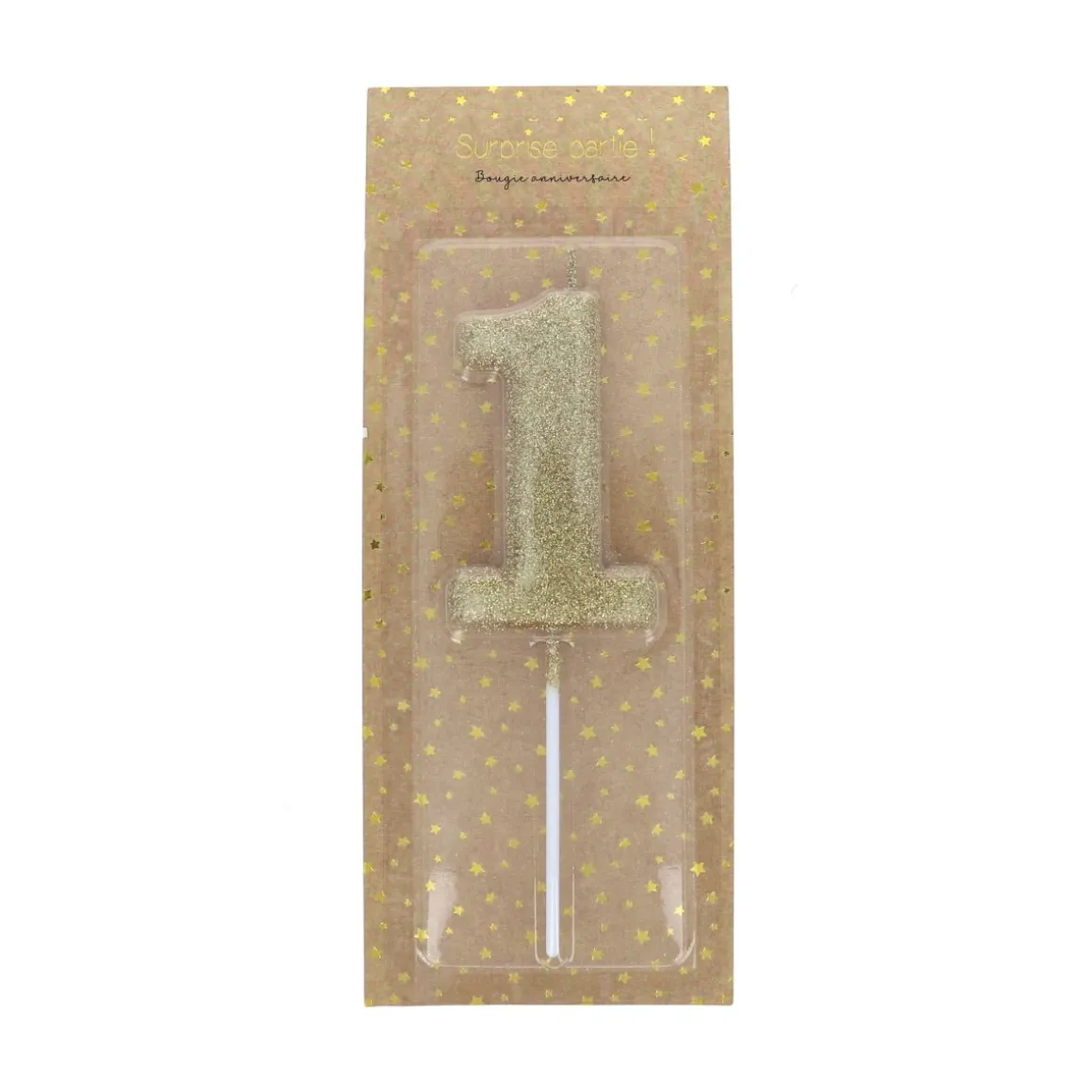 Bougie anniversaire paillettes chiffre 1