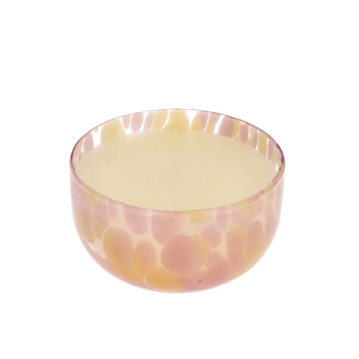 Bougie en verre mouchetée rose