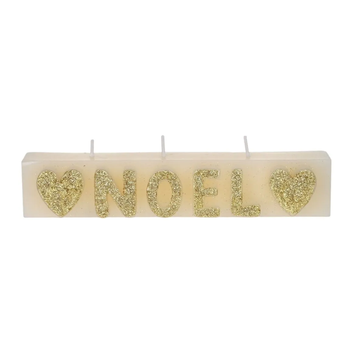 Bougie Noël à paillettes dorées