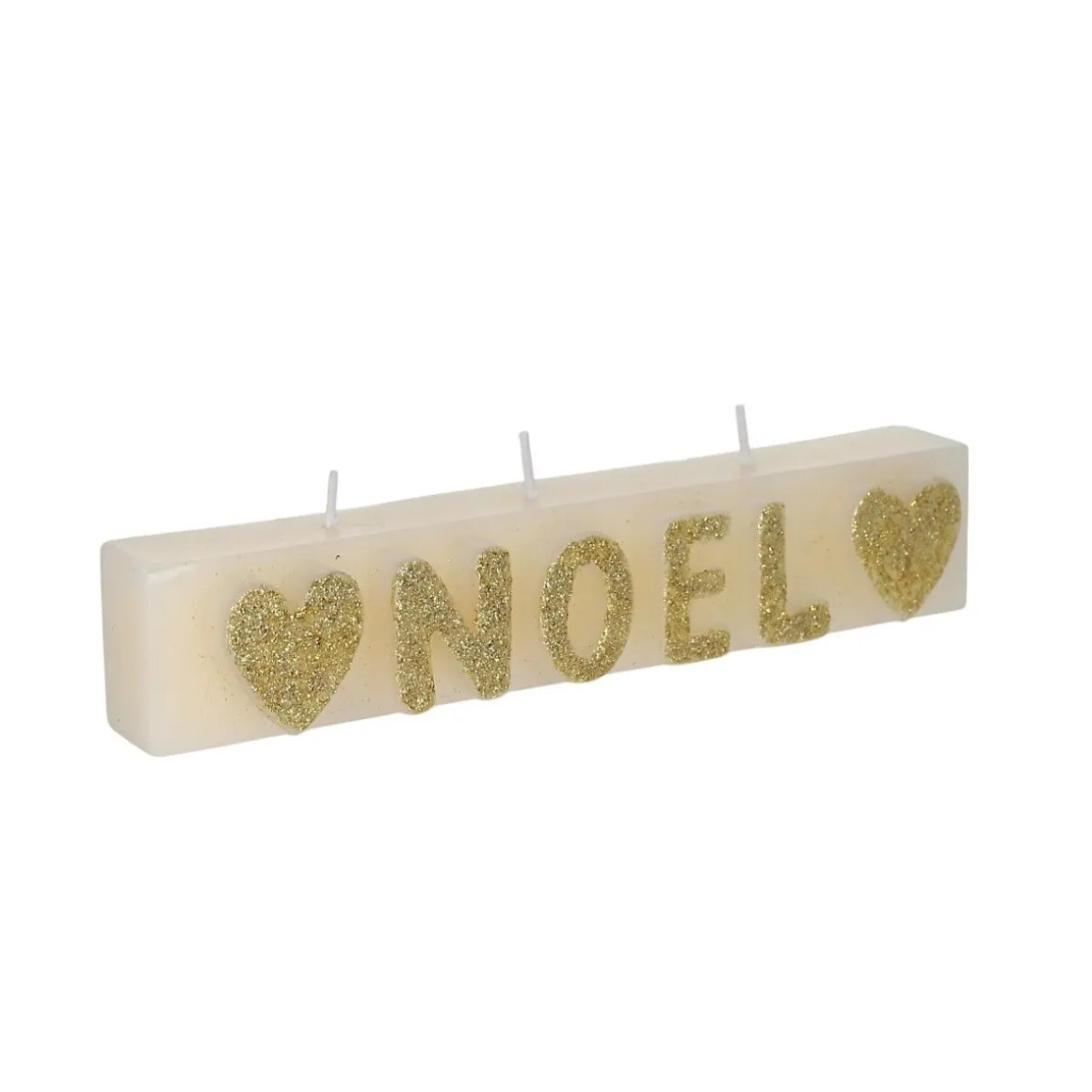 Bougie Noël à paillettes dorées