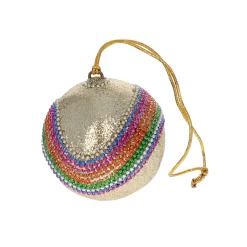Boule de Noël or sequins arc-en-ciel