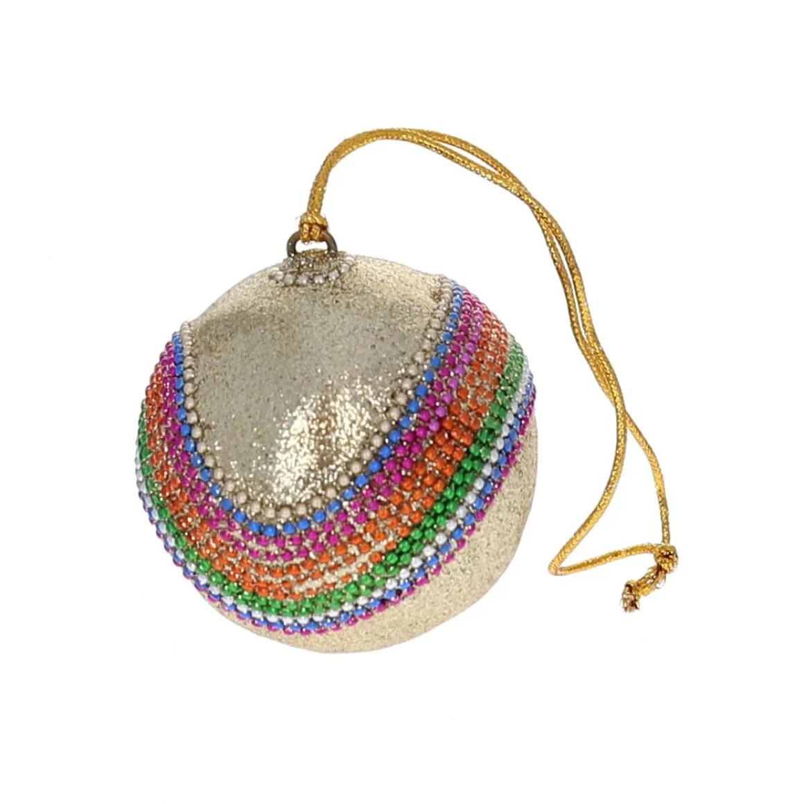 Boule de Noël or sequins arc-en-ciel
