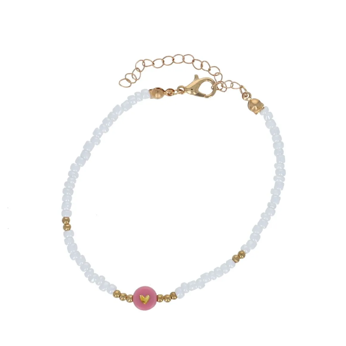 Bracelet blanc à perle cœur