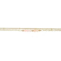 Bracelet chaîne double doré et perles quartz rose