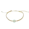 Bracelet cristal fil doré perle verte