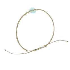 Bracelet cristal fil doré perle verte
