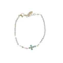 Bracelet doré croix verte