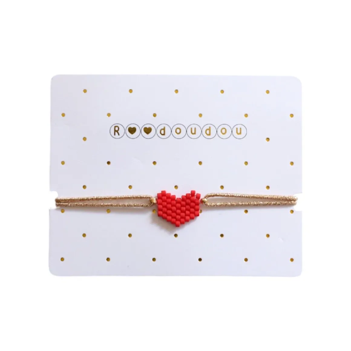 Bracelet enfant en perles cœur rouge