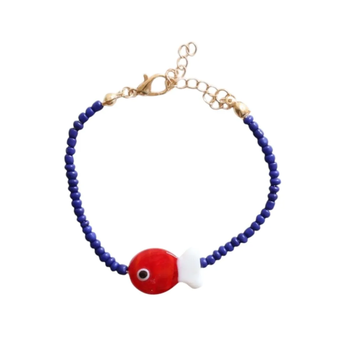 Bracelet enfant perles bleues et poisson - Trouville