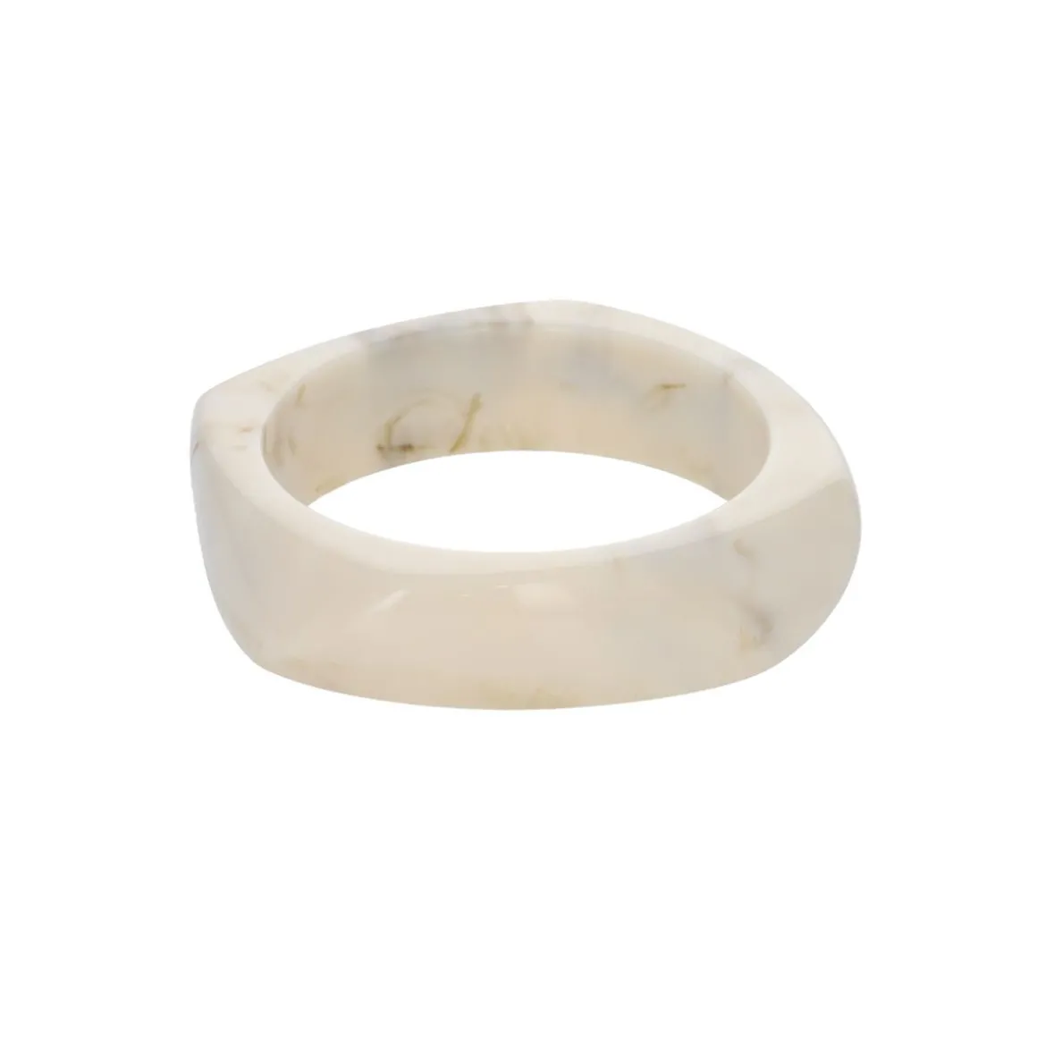Bracelet jonc large en résine écru