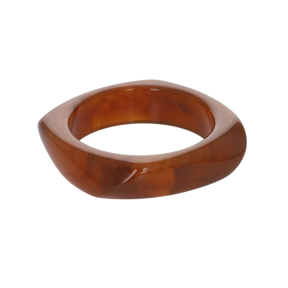Bracelet jonc large en résine marron