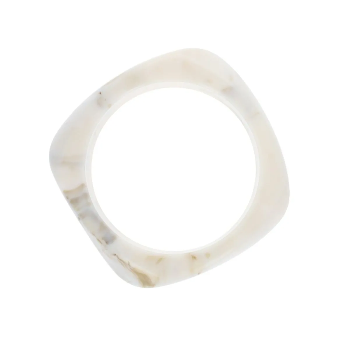 Bracelet jonc large en résine écru