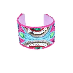 Bracelet manchette à perles multicolores