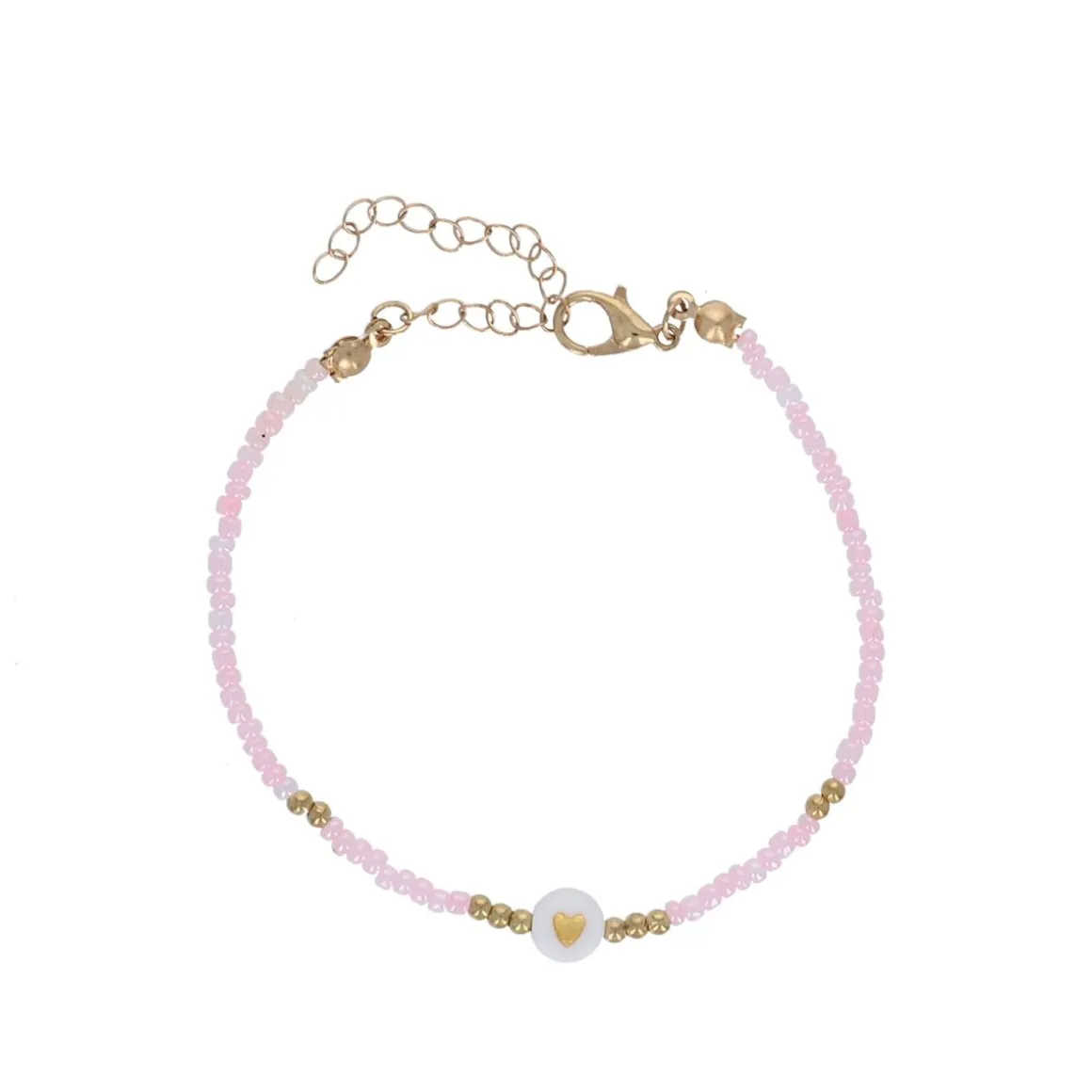 Bracelet rose à perle cœur