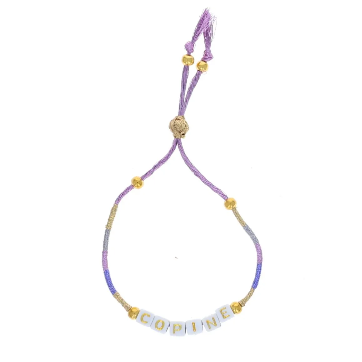 Bracelet tissé avec perles mot "Copine"