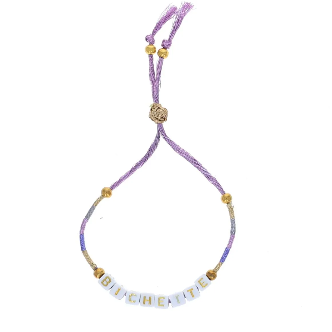Bracelet tissé avec perles mot "Bichette"