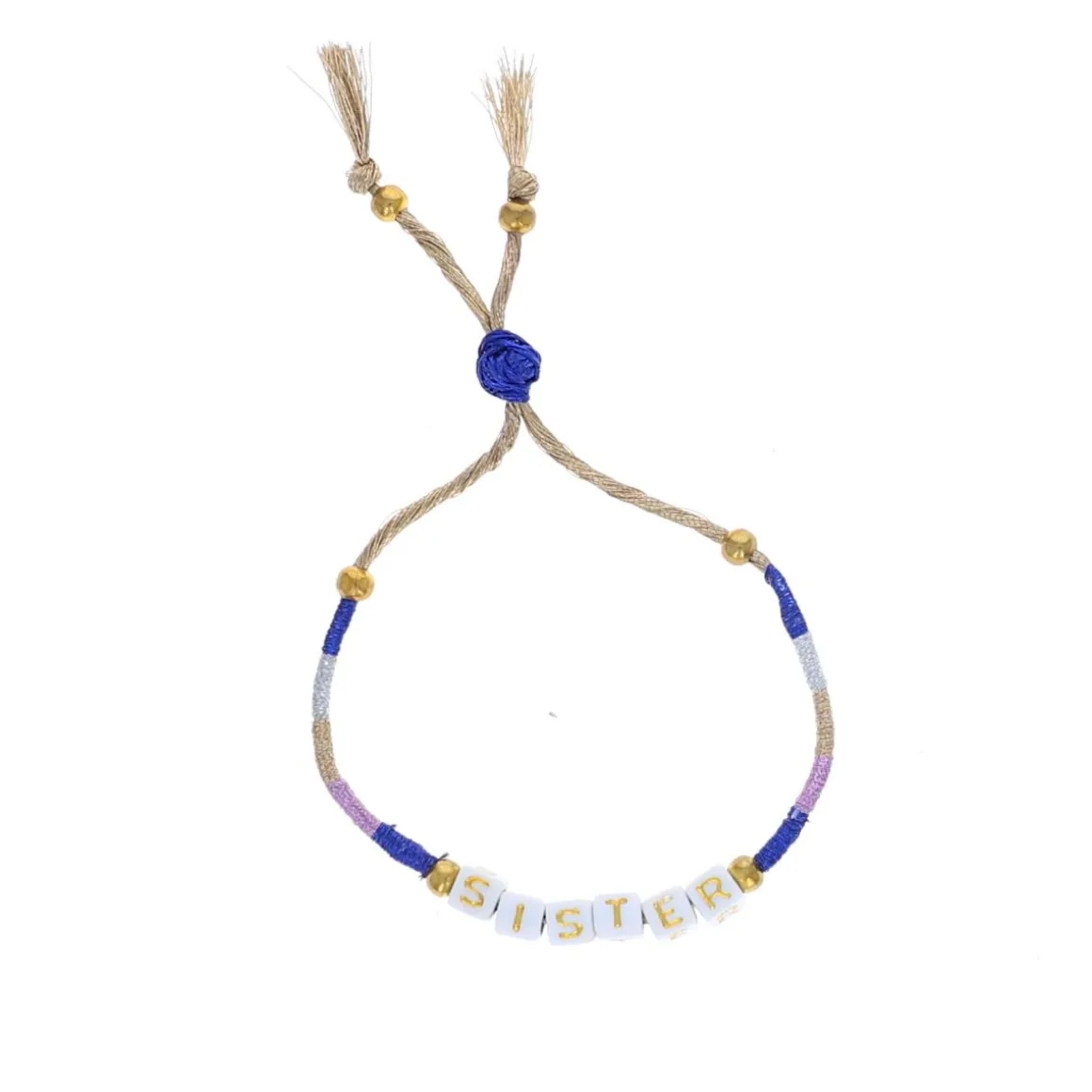 Bracelet tissé en perles mot "Sister"
