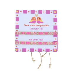 Bracelet tissé rose 1 pour toi 1 pour moi - Les Inséparables
