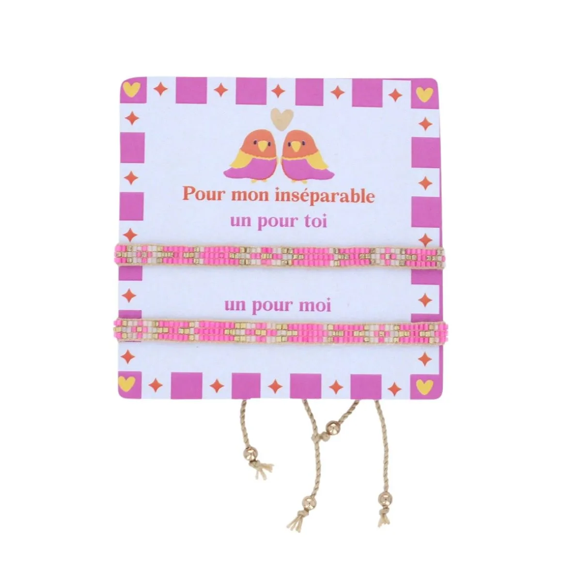 Bracelet tissé rose 1 pour toi 1 pour moi - Les Inséparables