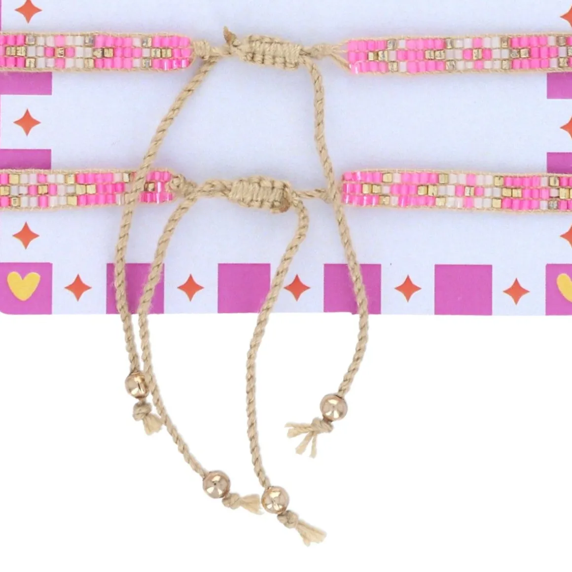 Bracelet tissé rose 1 pour toi 1 pour moi - Les Inséparables