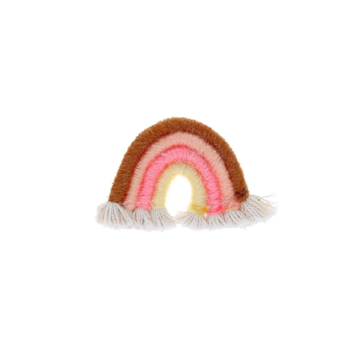 Broche arc en ciel rose et moutarde
