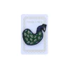 Broche brodée paon vert