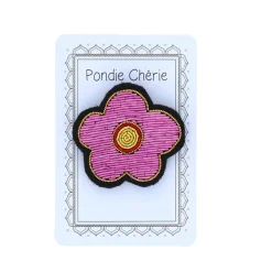 Broche fleur rose et doré