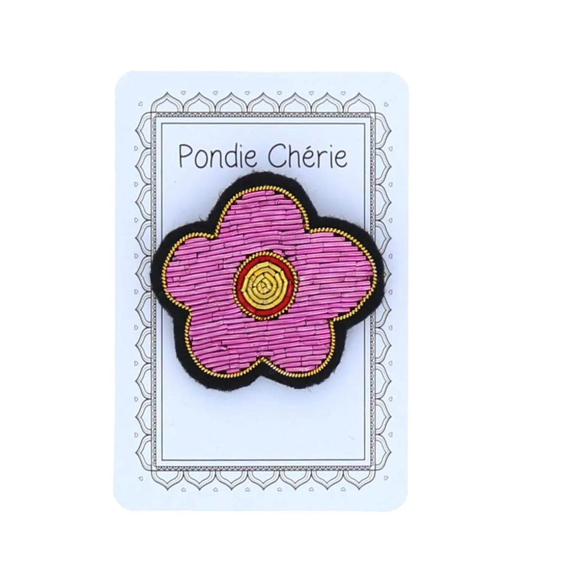 Broche fleur rose et doré