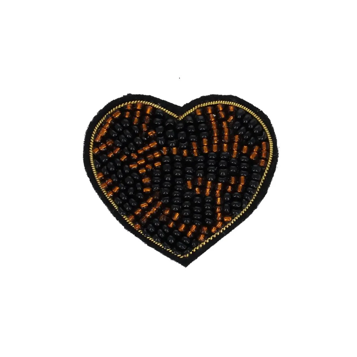 Broche perles cœur léopard