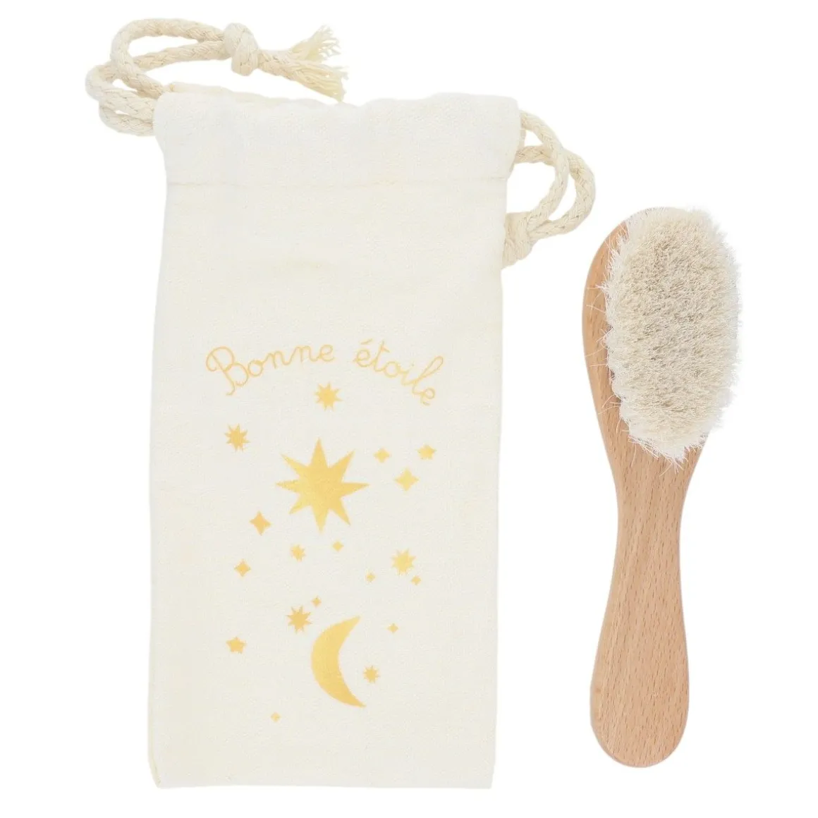 Brosse à cheveux bébé en bois étoiles - Curiosité du ciel