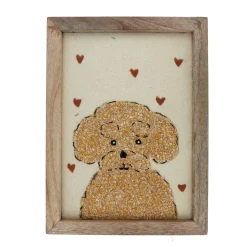 Cadre en bois broderie cœurs - P'tit bichon