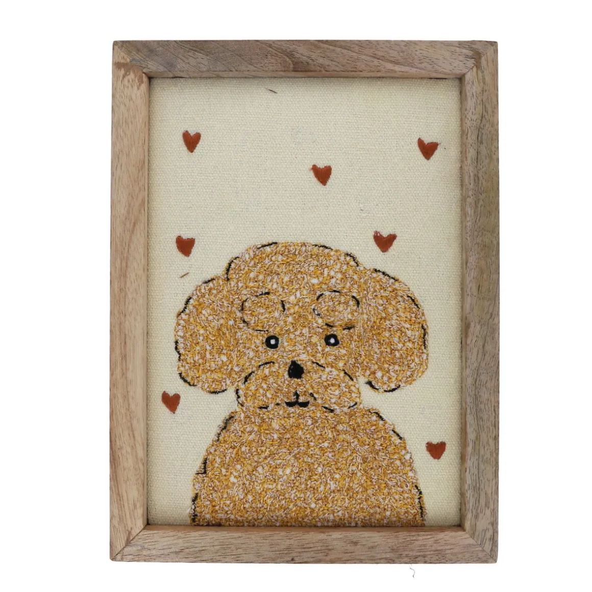 Cadre en bois broderie cœurs - P'tit bichon