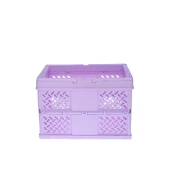 Caisse de rangement pliable en plastique violet