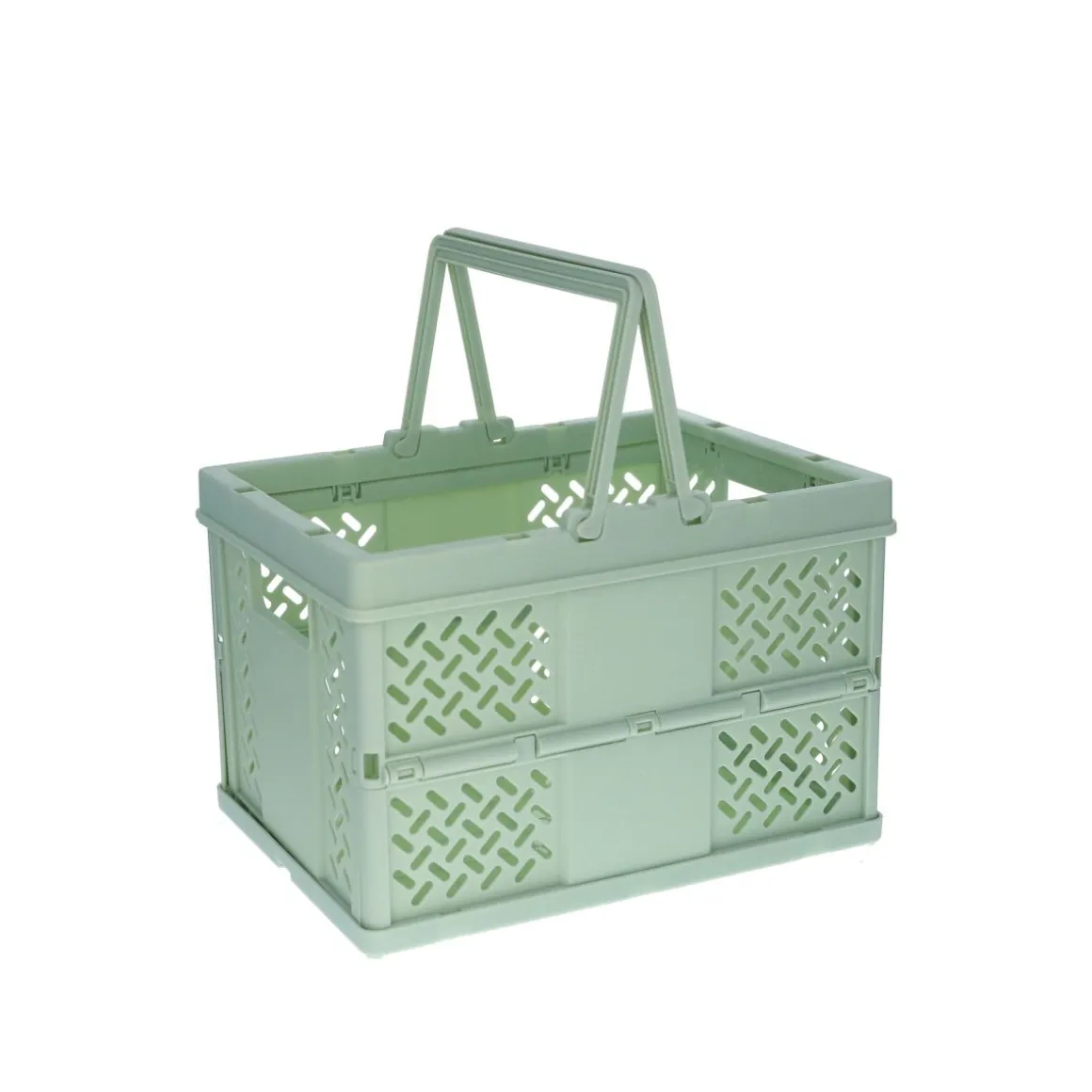 Caisse de rangement pliable en plastique vert