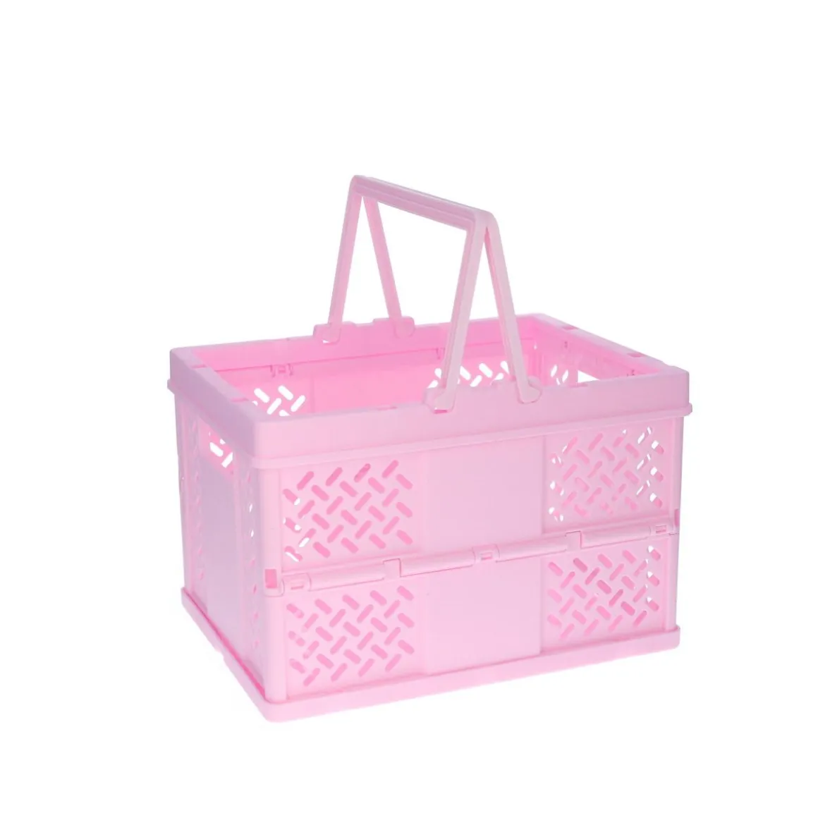 Caisse de rangement pliable en plastique rose