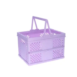 Caisse de rangement pliable en plastique violet