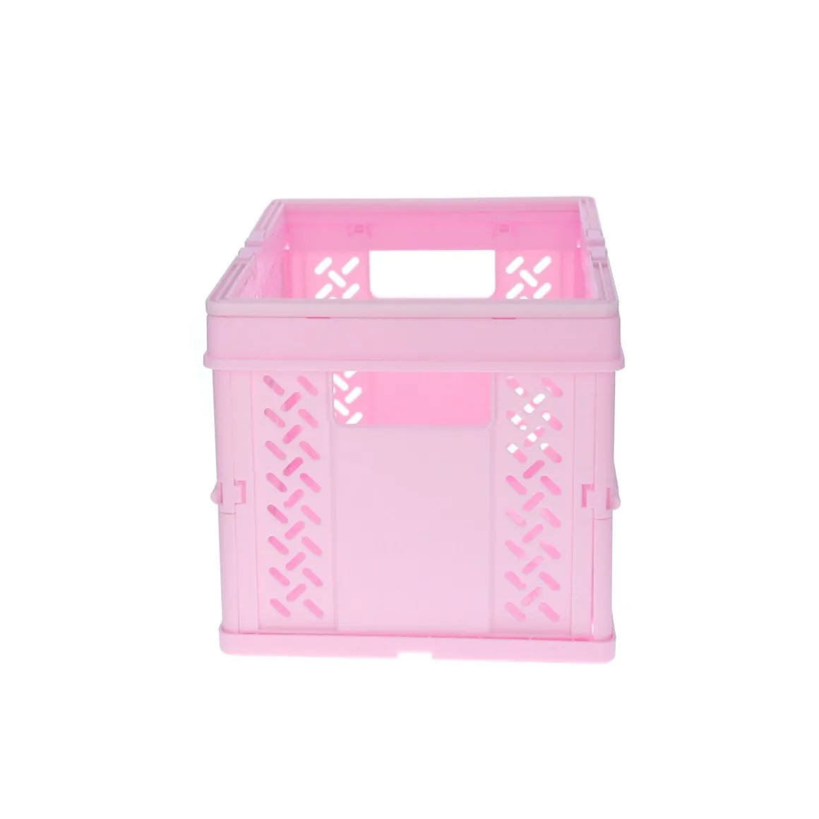 Caisse de rangement pliable en plastique rose