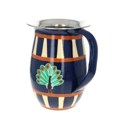 Carafe en émail motifs Indiens bleu paon