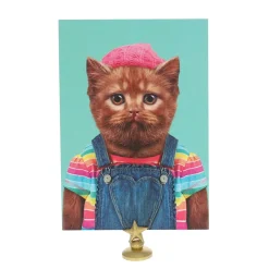 Carte chat en salopette