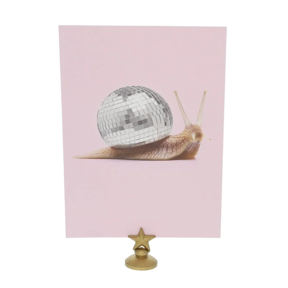 Carte de voeux escargot boule disco à facettes