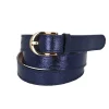 Ceinture à boucle ronde en cuir bleu - Taille M