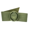 Ceinture plate large cuir vert olive
