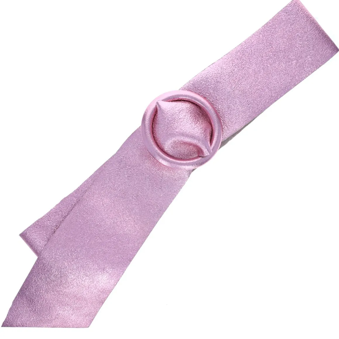 Ceinture plate large cuir irisé rose pâle