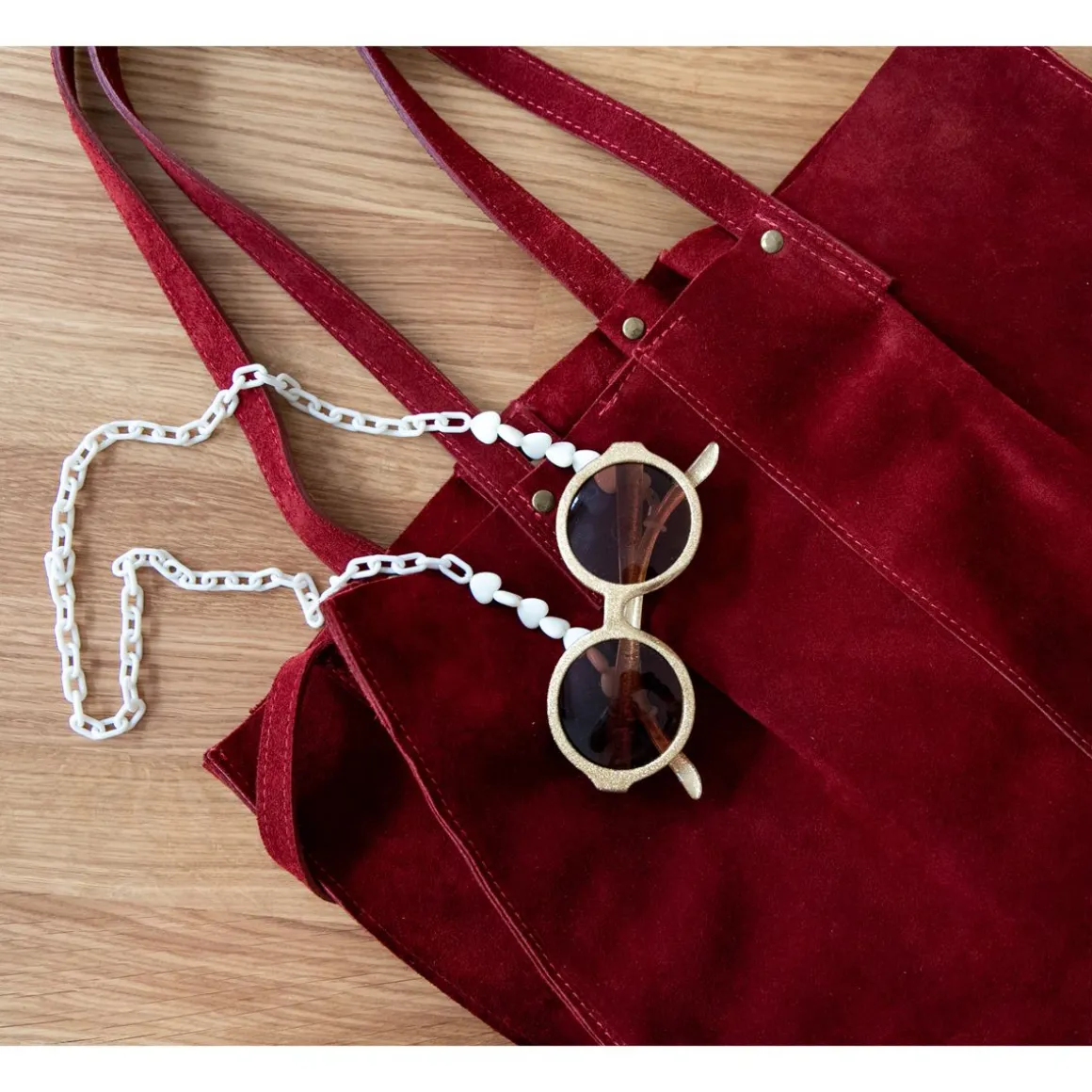 Chaîne de lunettes cœurs écru